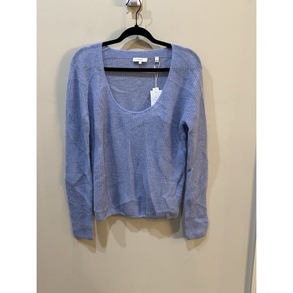 Vince Scoop Neck Pullover Sweater Wool Mohair Light Blue Size Large NEW $345 - Picture 3 of 12